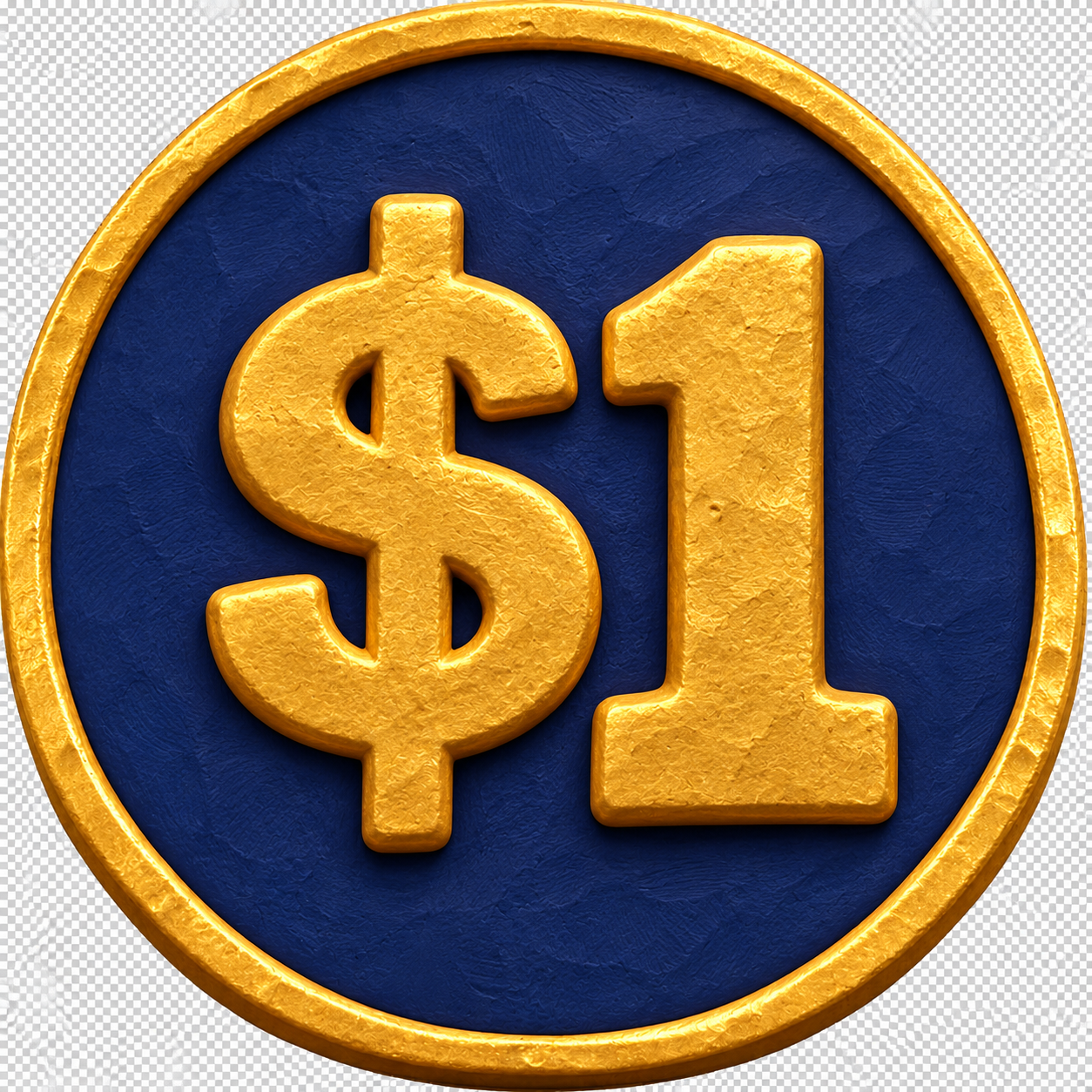Handcrafted clay reverse of the JELEMI coin showing one dollar